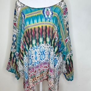 Johnny Was Supra Print Floral Pullover Blouse Plus Size 2X